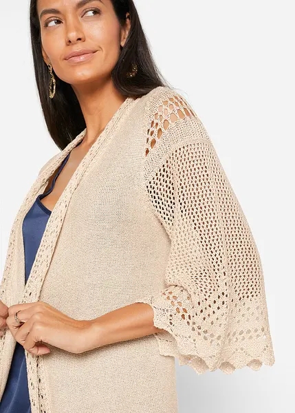 Generation Fashion Maglia da donna Aran a maniche lunghe girocollo lavorato a maglia con cavo