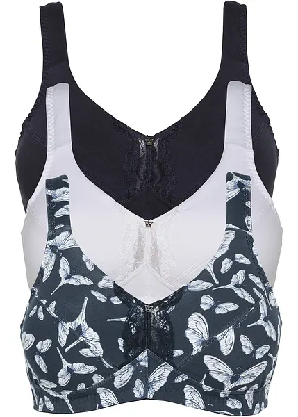 Reggiseno senza ferretto (pacco da 3) in cotone biologico Blu