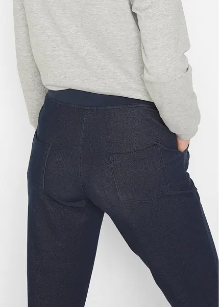 Pantaloni in felpa casual con effetto jeans e fascette Blu scuro