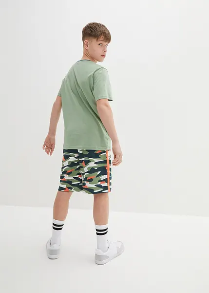Set Estivo 2 Pezzi Per Bambini A2Z 4 Kids – Maglietta A Maniche Corte E Pantaloncini Con Pannello Camo Verde, Abbigliamento Attivo Per Ragazzi E Ragazze 5-13 Anni