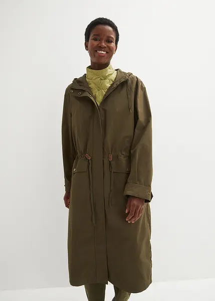 Parka multifunzionale con gilet leggero trapuntato verde oliva scuro verde oliva