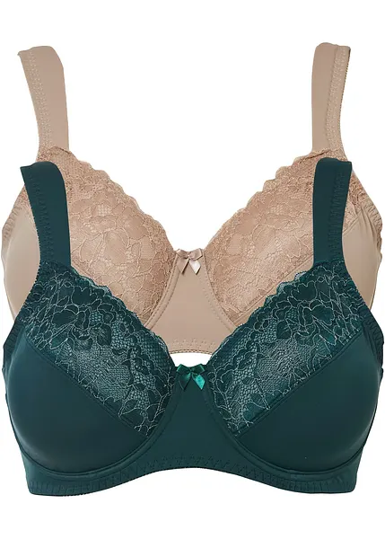 Confezione da due bei reggiseni con pizzo raffinato Verde scuro