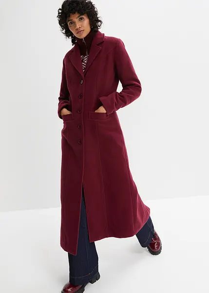 Cappotto trendy da mezza stagione con tasche leggermente sciancrato Rosso scuro