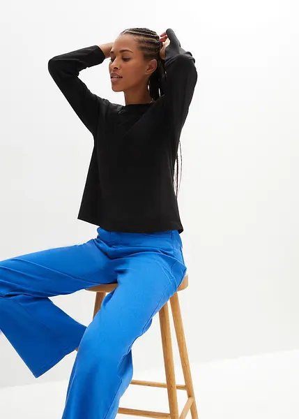 Maglia oversize trendy in cotone biologico Verde canna blu fume bianco pesca nero