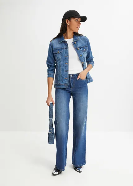 Giacca di jeans elasticizzata basic dal taglio aderente Blu