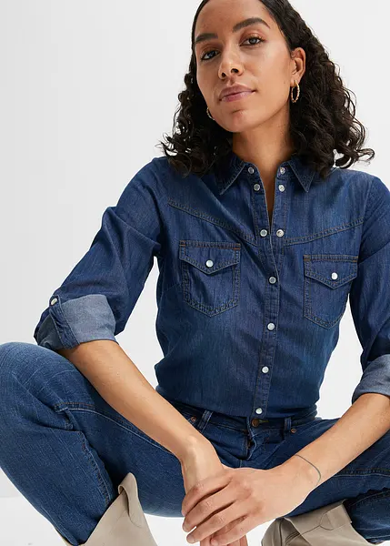 Anni 70 Camicie Americane Marche Camicia In Jeans Con Impunture In