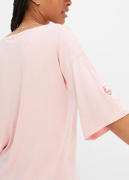 T-shirt da donna con scollo a V a maniche corte oversize da
