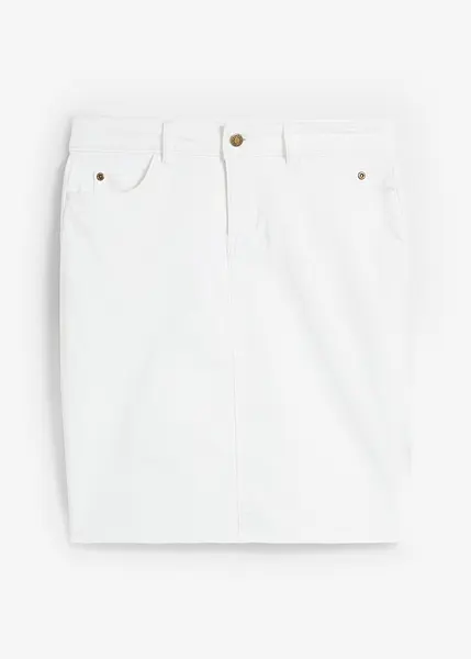 Gonna in jeans elasticizzata Bianco twill, Regular