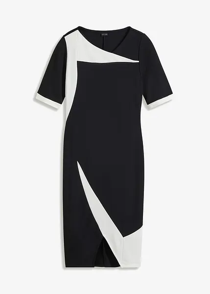 Dress Vestito MetÃ Bianco E MetÃ Nero Classico Abito A Tubino