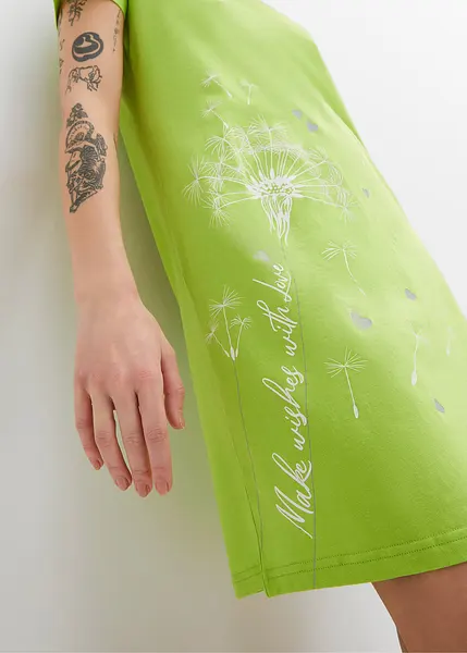ENJOYNIGHT Camicia Da Notte Donna A Maniche Lunghe In Cotone, Stampa Verde Scuro, Taglie S-XL