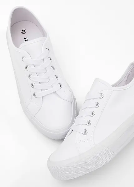 Sneaker chic con plateau e lacci Bianco