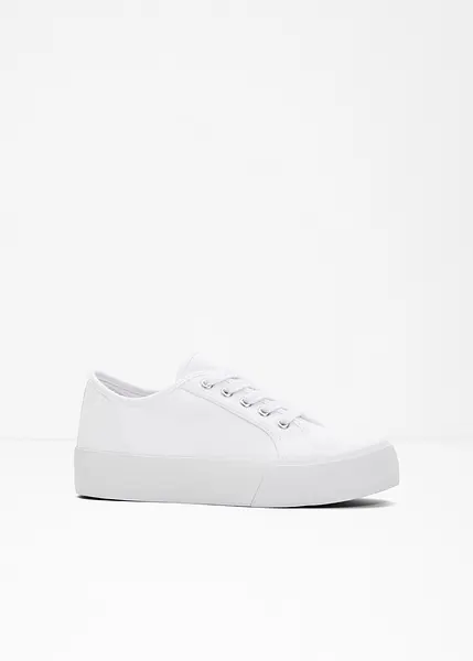 Sneaker chic con plateau e lacci Bianco