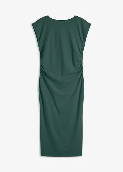 Abito Donna Maniche Corte In Cotone Tinta Unita – Verde Taglia L – Perfetto Per Feste E Occasioni Speciali