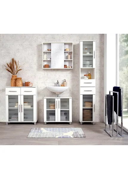 Armadietto con piccoli spazi e spazi vuoti, cassetti trasparenti, armadio alto stretto con cuciture strette, cassettiera verticale per bagno e (A
