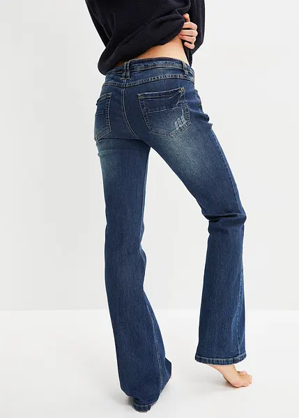 Jeans a zampa con lavaggio particolare Blu notte denim, Regular