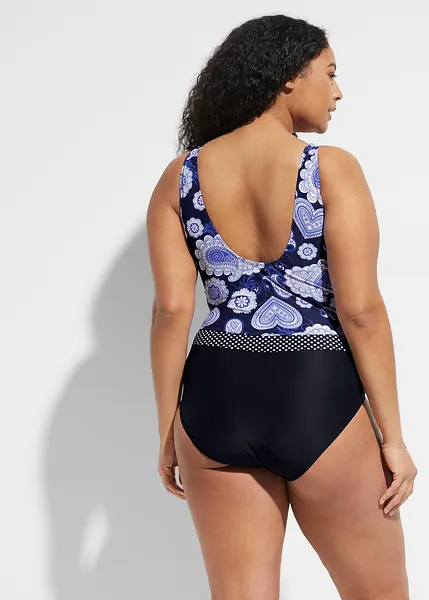 Attraente costume intero modellante in fantasia paisley Blu bianco