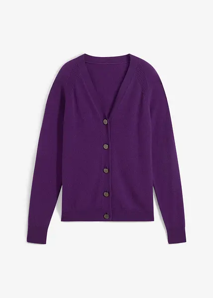 Cashmere Cardigan Viola Donna Cardigan Con Bottoni In Metallo In