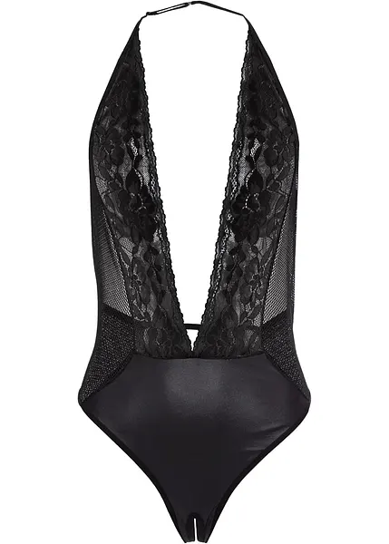Body sexy con perizoma ouvert Nero