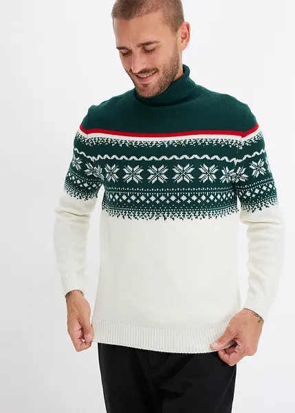 Maglione trendy a collo alto con motivo norvegese