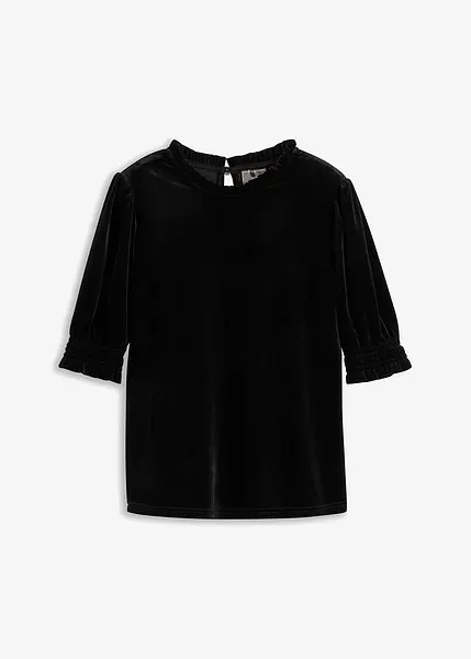 Maglia raffinata in velluto morbido con bottoni di strass