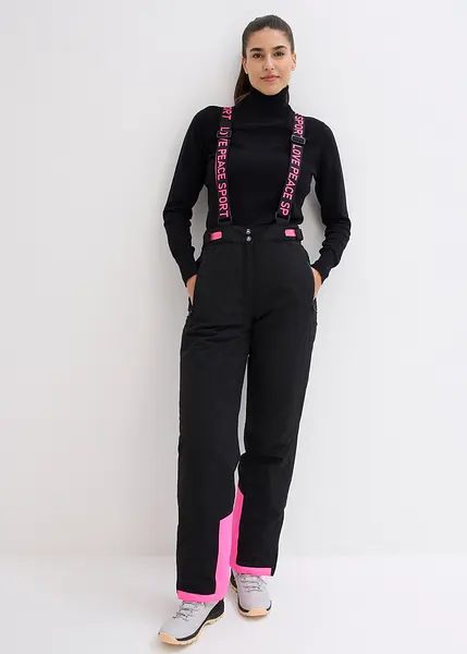 WILLIT Pantaloni Softshell Invernali Da Donna, Impermeabili E Foderati In Pile, Per Trekking E Neve (Nero, Taglia XL)
