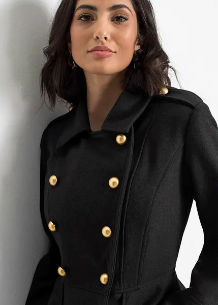 Cappotto corto stile militare in misto lana