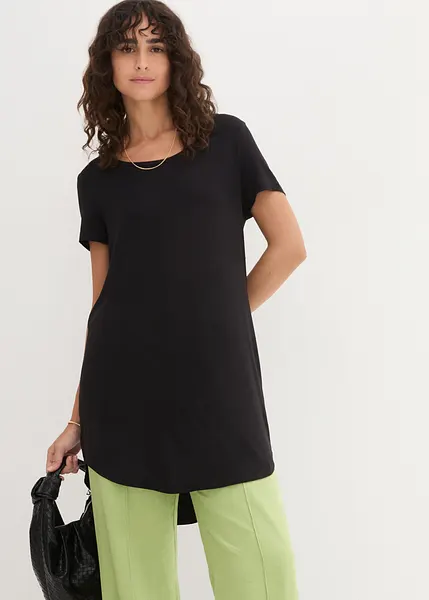 Maglia basic in viscosa con scollo rotondo e viscosa