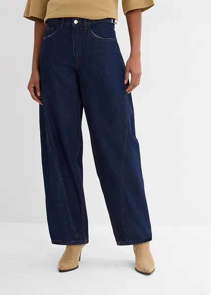 Denim Bonprix Pantaloni Donna Jeans A Palloncino, Vita Media Blu