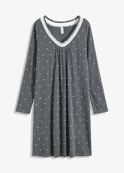 Camicia da notte comoda - antracite melange/bianco panna Camicia da notte comoda - antracite melange/bianco panna