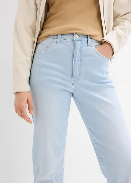 Mom jeans cinquetasche a vita alta con gambe cropped Blu
