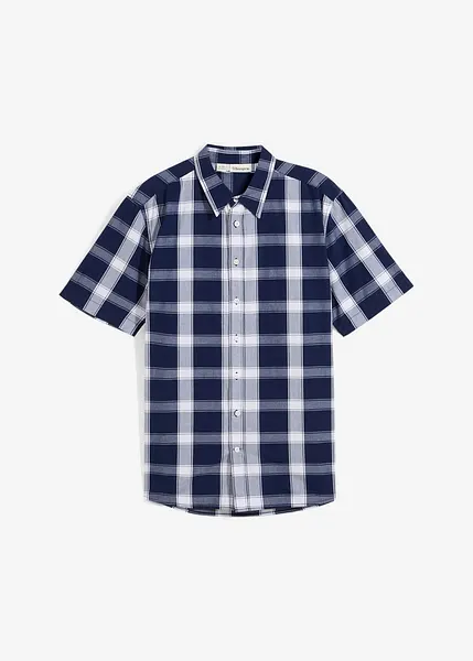 Camicie classiche da uomo blu con fantasia scacchi, quadretti