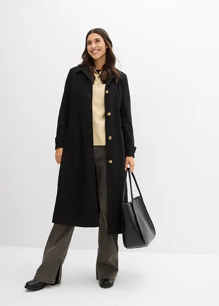 Cappotto stile trench con cappuccio staccabile