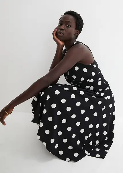 Vestito Lungo Abito Nero Pois Bianchi Vestito Lungo Nero Pois