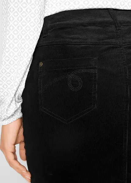 Gonna elasticizzata in velluto a coste morbido con tasche