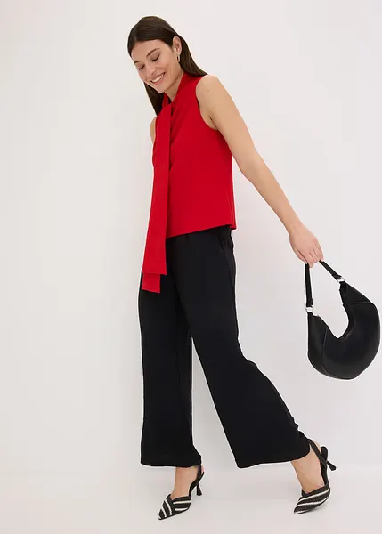 Top Donna Con Stampa Fiamme E Scollo A V - Basic Elegante Con Cerniera Per Adolescenti E Ragazze