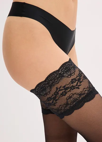 Seducenti collant autoreggenti con pizzo pregiato