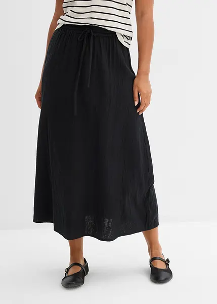 Gonna lunga in cotone Con cinta elastica e spacco