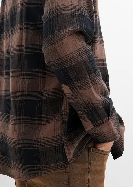 Camicia di flanella con cappuccio a maniche lunghe