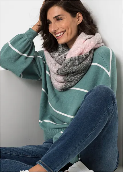 Sciarpa blu/grigio chiaro con fiore | Idee regalo originali d'Socka
