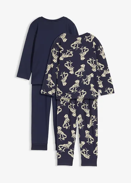 Pacco da due pigiami trendy Blu scuro ecru fantasia blu scuro