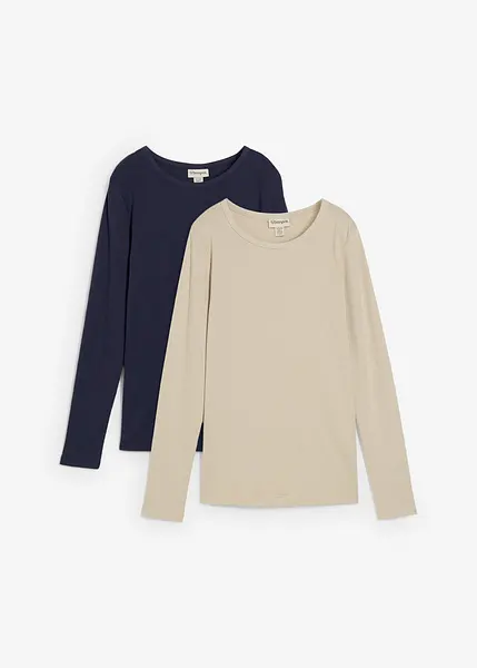 Maglia prémaman a maniche lunghe in confezione doppia Beige