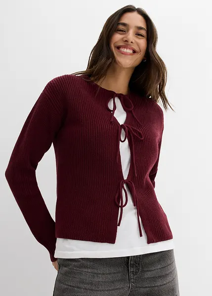UNCLECAT Cardigan Donna Con Fiocco Anteriore - Maglia Oversize Aperta, Maniche Lunghe, Autunno Inverno, Colore Nero - 5