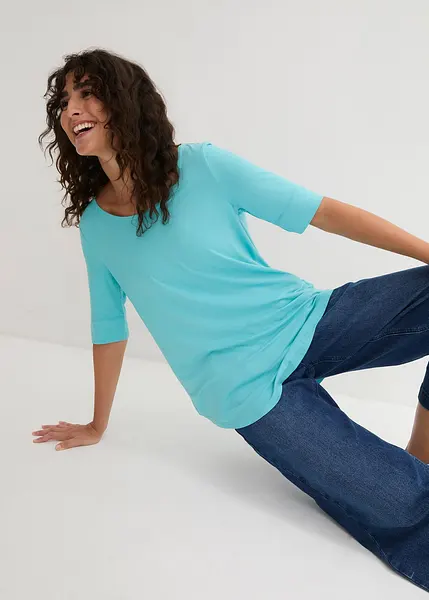 Comoda maglia lunga con viscosa e fondo arrotondato Acqua spento