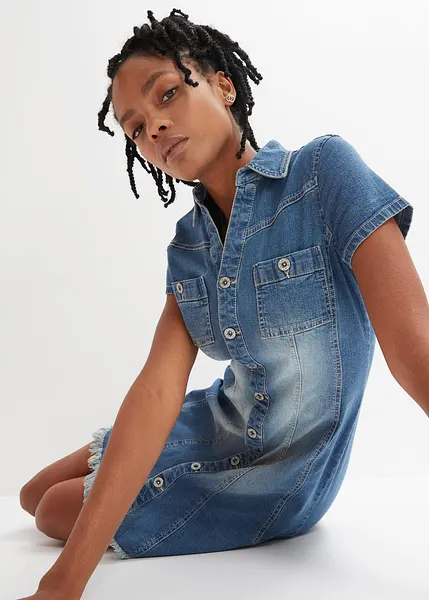 Abito in jeans con bottoni Blu denim