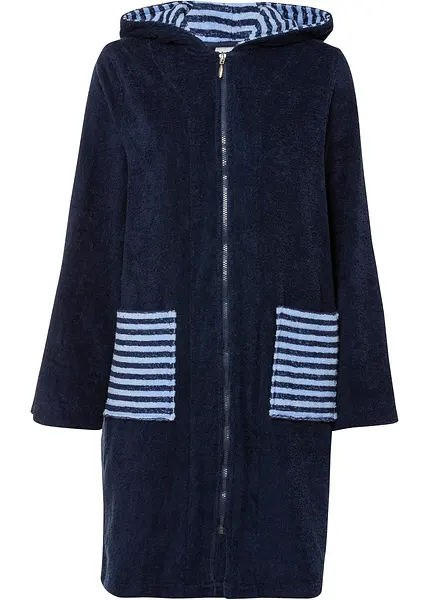 Vivisence Accappatoio Da Donna In Cotone Morbido Con Cintura E Tasche - Blu Scuro Taglia 48 - Prodotto In UE