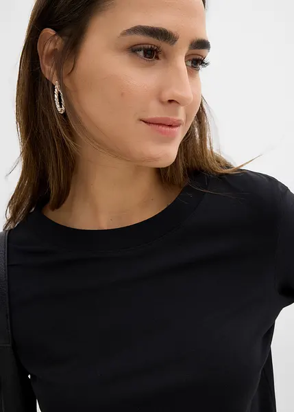Forplay Breanna Maglia Donna Manica Lunga - Cotone Nero Taglia M, Vestibilità Regular - 5