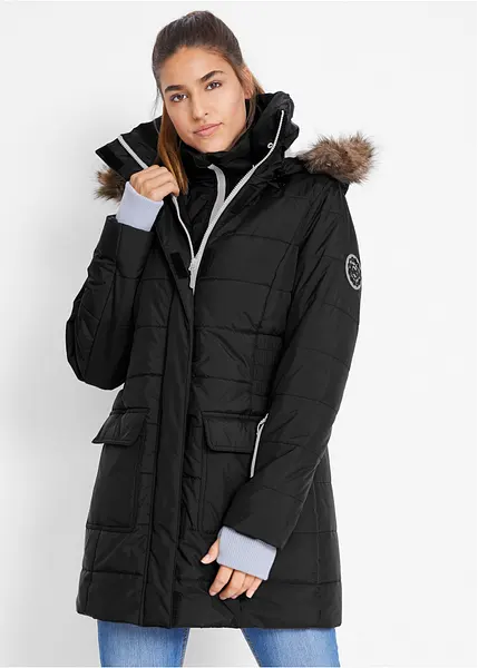 Giacca Invernale Donna IQYU – Lunga Calda Con Pelliccia, Parka Trapuntato Con Cappuccio