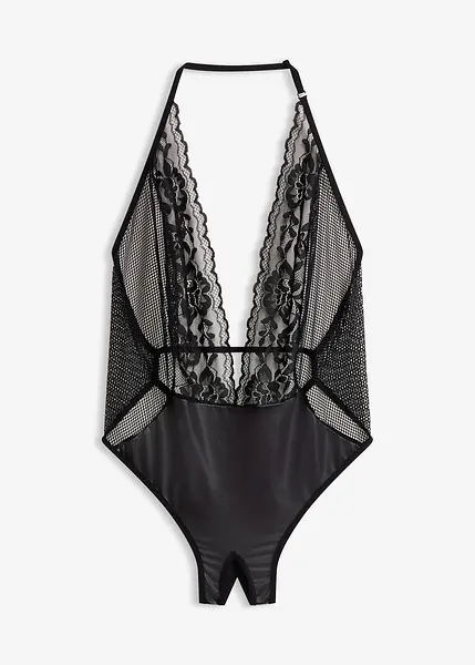 Body sexy con perizoma ouvert - Nero