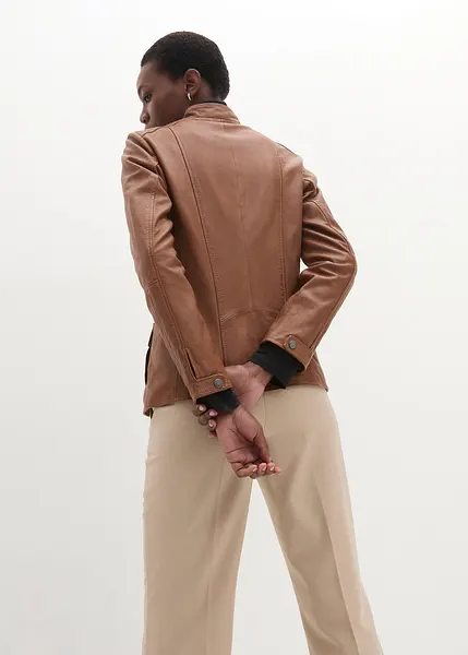 Blazer in vera pelle di agnello: giacca da motociclista slim fit