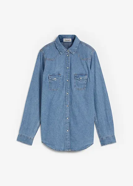 Camicia Uomo Jeans Cotone 100% Con Tasche Sul Petto Classica Comoda